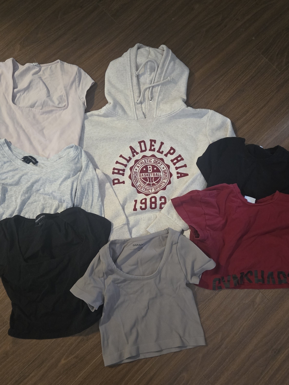 Womens Ardene Small Crop Top Lot 6 Shirts 1 Hoodie Gymshark Short Sleeve